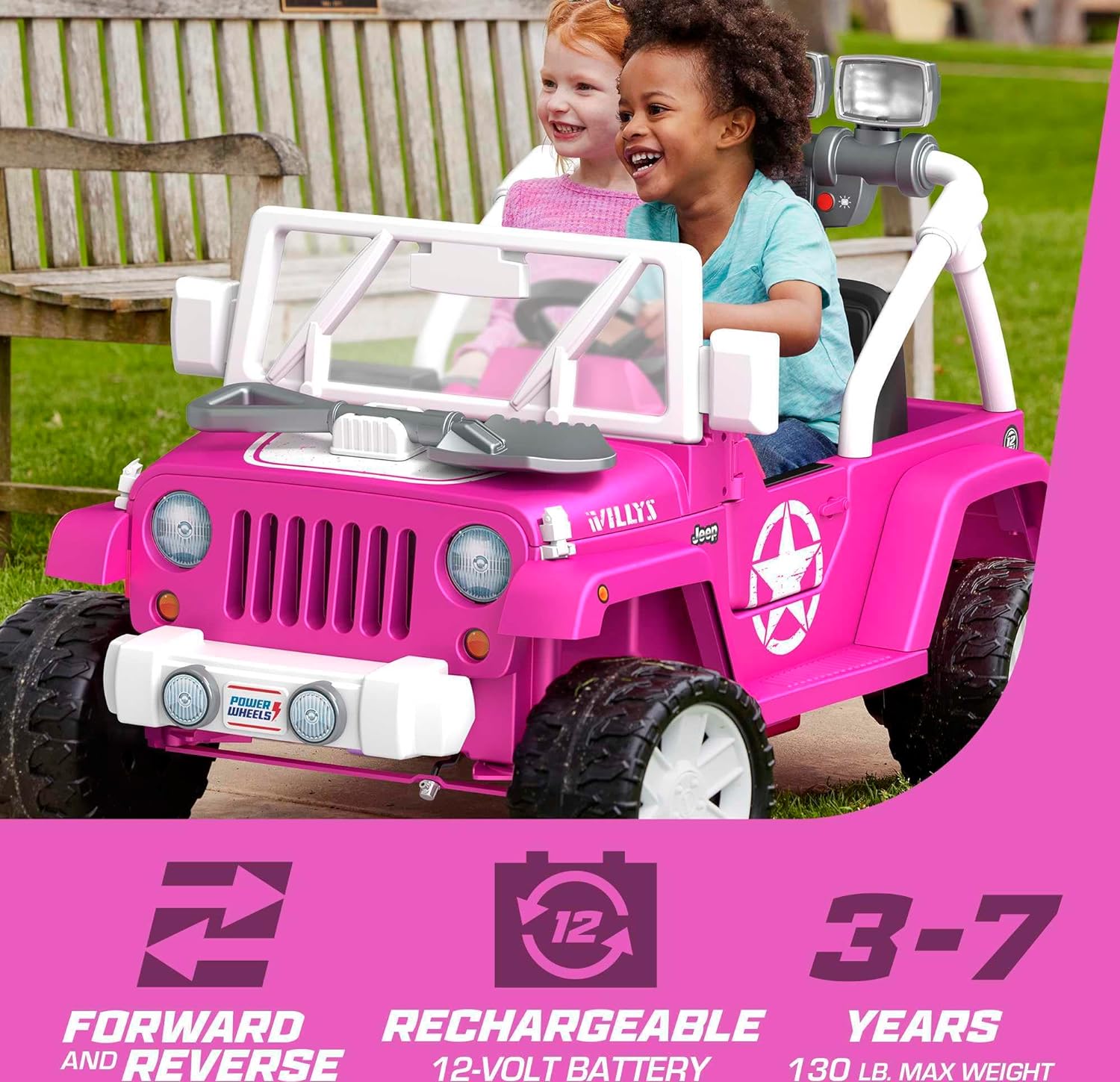 Power Wheels Jeep Wrangler Willys Ride-On Battery Powered Vehicle with ...