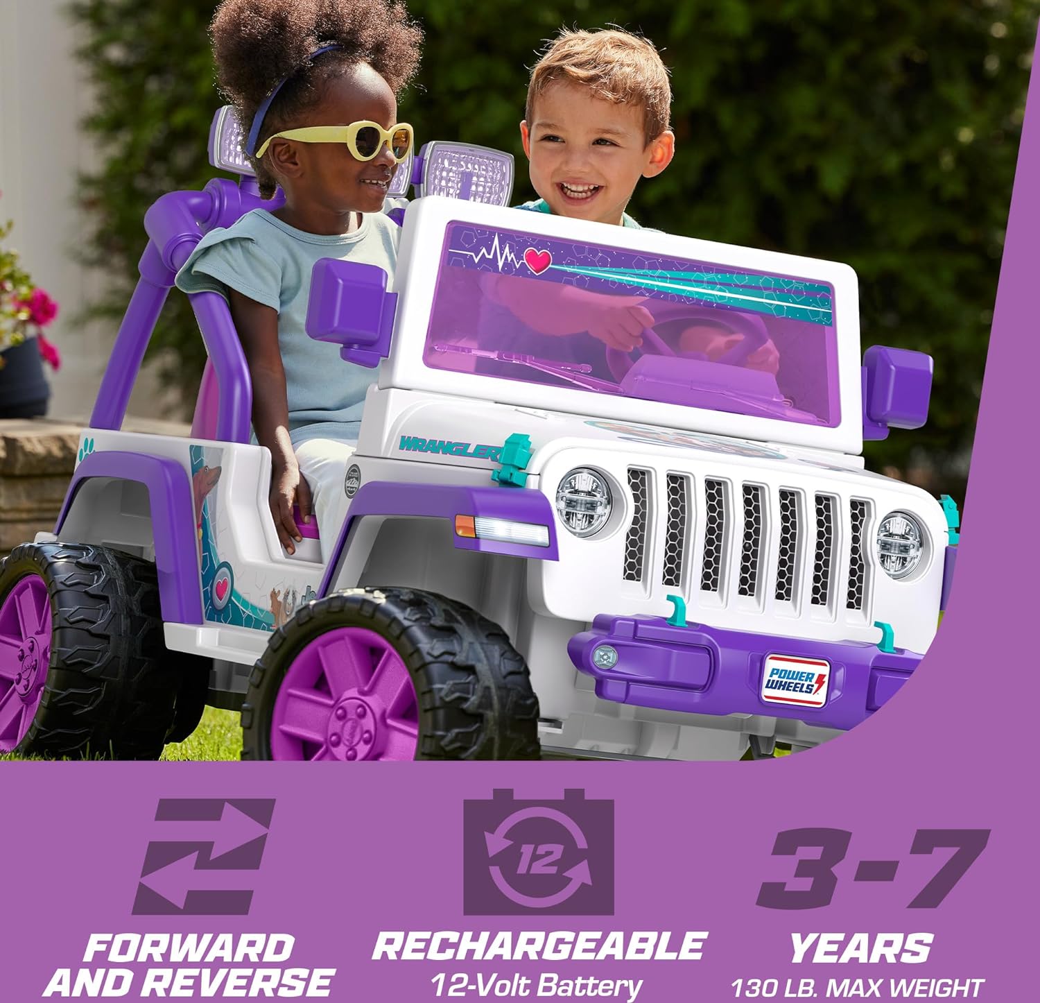 Power Wheels Preschool Ride-On Toy, Happy Hound Rescue Cruiser Jeep ...